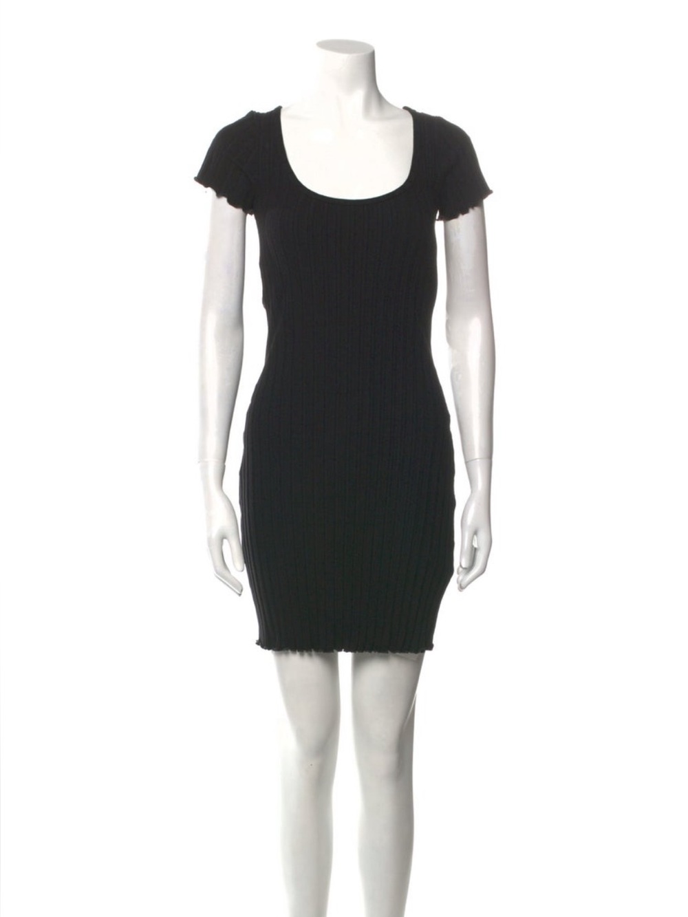 Simon Miller Black Ribbed Scoop-Neck Mini Dress